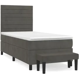 vidaXL Boxspringbett 100 x 200 cm Dunkelgrau