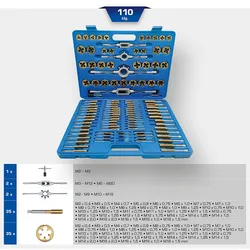 Brilliant Tools TiN Gewindeschneidwerkzeug-Satz, 110-tlg - BT101985