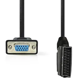 Nedis SCART-Kabel - SCART Stecker - VGA Buchse - Vernickelt - 480p - 2.00 m - Rund - PVC - Schwarz - Label