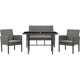 Svita BROOKLYN XL Rattan-Essgruppe grau