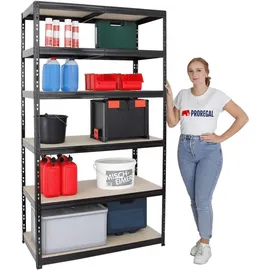 Proregal Schwerlastregal Metall 220x120x60 cm schwarz 6-Ebenen