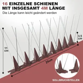 luxuskollektion Taubenabwehr Spikes Edelstahl 5,5 m 22 St.