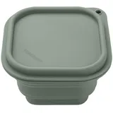 Fackelmann Snacking-Box faltbar rund – Platzsparender, hitzebeständiger Lebensmittelbehälter für unterwegs, 12.5 x 12.5 x 8 cm, rauchgrün