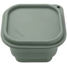 Fackelmann Snacking-Box faltbar rund – Platzsparender, hitzebeständiger Lebensmittelbehälter für unterwegs, 12.5 x 12.5 x 8 cm, rauchgrün