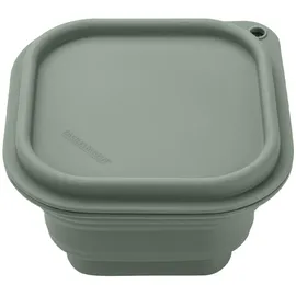 Fackelmann Snacking-Box faltbar rund – Platzsparender, hitzebeständiger Lebensmittelbehälter für unterwegs, 12.5 x 12.5 x 8 cm, rauchgrün