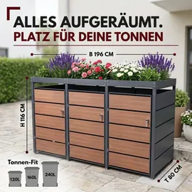 Albatros Mülltonnenbox 3er 120 x 240 cm anthrazit