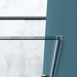 mai & mai U-form Duschkabine 80x120x80cm Rahmenlos [inklusive Duschwanne] Höhe:195cm 8mm Schiebetür Duschabtrennung ESG Nano Klarglas 4-punkt Halterung... - Transparent