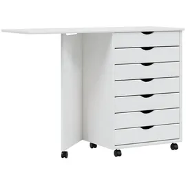 vidaXL Rollschrank mit Schreibtisch MOSS Weiß Massivholz Kiefer