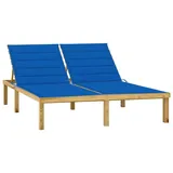 vidaXL Gartenliege Doppelliege Gartenliege Sonnenliege Holzliege mit Auflagen royalblau K blau