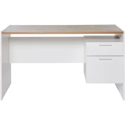 Schreibtisch JAHNKE "ML C 130", weiß (wildeichefarben, weiß, weiß, wildeiche), B:123,5cm H:74,5cm T:55cm, Holzwerkstoffplatten mit hochwertiger Melaminharzbeschichtung, Tische, Breite 123,5 cm, wechselseitig montierbar