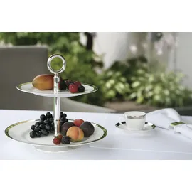 Fink Etagere "PLATINUM", weiß, H:26cm Ø:27cm, Porzellan, Servierplatten, Etagere, Servierplatte mit Platinumrand, mit 2 Etagen, Höhe ca. 26 cm