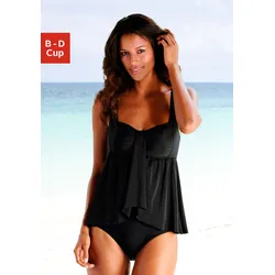 Badeanzug LASCANA, Damen, Gr. 38, Cup C, schwarz, Polyamid, unifarben, Badeanzüge, mit gerafftem Oberteil und Shaping-Effekt