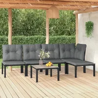 Ankonbej 6-tlg. Garten-Lounge-Set Schwarz und Grau Poly Rattan