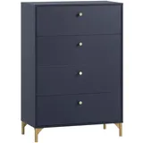 Schildmeyer Kommode Alfa 701864, Nachtblau/goldfarben, 80 x 40 x 116,7 cm)