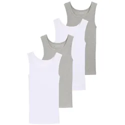 TOM TAILOR Herren Tanktops mit Rippstruktur aus Baumwolle im 4er-Pack, bunt, Uni, Gr. S/4