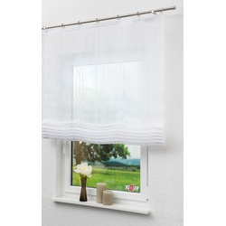 Lysel Raffrollo Caraga reinweiß, transparent mit Schnurzug, Maße: "(Bx H) 120cm * 170cm"