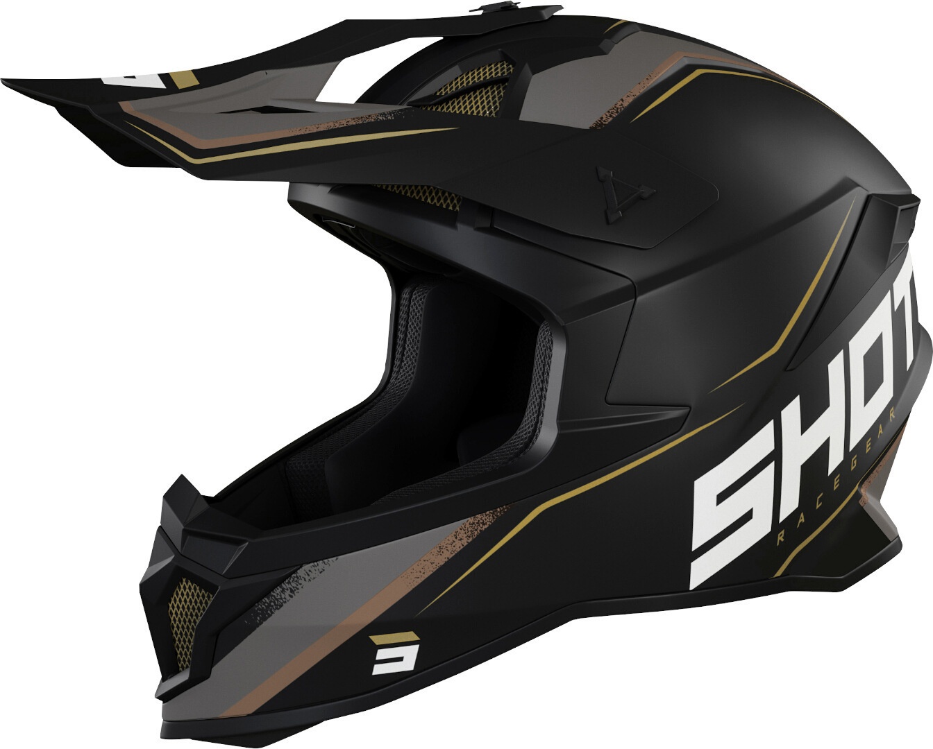 Shot Lite Prism Motorcross helm, zwart-goud, XL Voorman