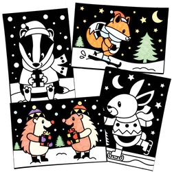 Waldtier Ausmalbilder mit Samtkonturen (pro Set 10) Bastelaktivitäten zu Weihnachten