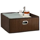 Relaxdays Aufbewahrungskorb Bambus Badkörbchen quadratisch 31 x 31 x 14 cm braun