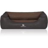 Knuffelwuff Hundebett Rough Road Orthopädisch Kunstleder XXL 120 x 85cm Schwarz/Braun