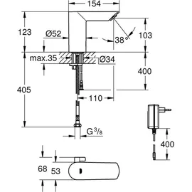 Grohe Bau Cosmopolitan E Sensor-Armatur chrom 36453000