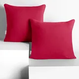 DecoKing 2 Kissenbezüge 80x80 cm Jersey 100% gekämmte Baumwolle Reißverschluss pink Amber
