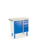 ROLLCART Werkbank Stahl 1000x600mm grau 4 Schubladen