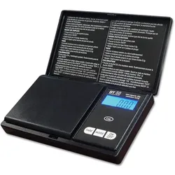 0,01 g BT-Taschenwaage Elektronische Kalibrierung mit 50 g Kapazität und 77 x 66 mm für den Anbau. Kleine tragbare Taschenwaage für den Growshop.