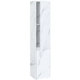 Mendler HWC-L86 Badschrank 160 x 33 cm Marmor-Optik Weiß Melamin