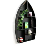 DanDiBo Setzkasten Boot Sammlervitrine Schwarz 12111 Loft 58 cm Shabby Landhaus Wandregal