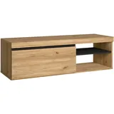 SKRAUT HOME – TV-Schrank – Naturemodell – 120 x 40 x 41 cm – Beistellschrank 1 Tür und Regal – Nordischer Stil – Melamin – Eiche und schwarzes Finish