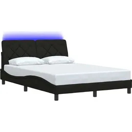vidaXL Bettgestell mit LED ohne Matratze Schwarz 120x200 cm Stoff - Schwarz