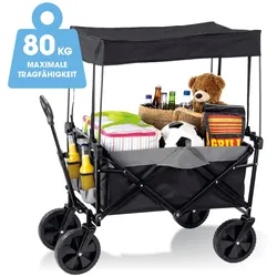 EASYmaxx Bollerwagen faltbar anthrazit/schwarz mit Dach