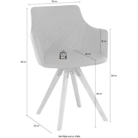 Home Affaire Armlehnstuhl »LISABON«, (Set), 2 St., Microfaser, mit Drehfunktion, Bezug aus strapazierfähiger Microfaser, Buffalo anthrazit, eiche Massivholz, , 56320152-0 B/H/T: 59 cm x 84 cm x 62 cm,