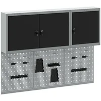 VidaXL 5-tlg. Werkzeugschrank-Set mit Stecktafel Wandmontage Schwarz