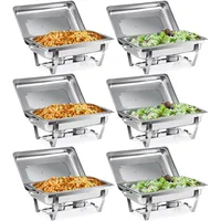 Wilprep Chafing Dish Speisewärmer 9L 6pcs Edelstahl Warmhaltebehälter Wärmebehälter Edelstahl Buffet-Set für Catering Buffet und Party (Silber - 6 Set)