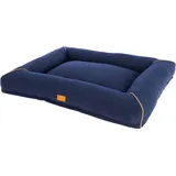 Kerbl Pet Kuschelbett Jerome, dunkelblau/Cognac, 90x70x10 cm
