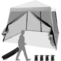 Costway Faltpavillon 3 x 3 m inkl. 4 Seitenteile Blau/Grau/Weiß