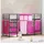 vidaXL Kinderbett Loft mit Vorhängen 80 x 194 x 116 cm Metall schwarz-pink