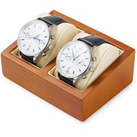 Oirlv Massivholz Uhrenbox Uhrenhalter mit Kissen Uhren aufbewahrungsbox(13 x 9.8 x 4.5cm,Cremeweiß)