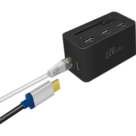 Logilink UA0370 USB-C Dock 10-in-1-Anschluss, mit PW (Power Delivery), Schwarz