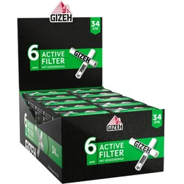 Gizeh Active Tips - Aktivkohlefilter mit Keramikkappen - 10 x 34 Filter