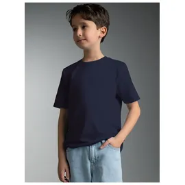 TRIGEMA T-Shirt "TRIGEMA T-Shirt aus 100% Baumwolle", Jungen, Gr. 92, blau (navy), Single Jersey, 100% Baumwolle, Basic, lang, Rundhals, Shirts T-Shirt