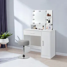 ML-Design Schminkhocker Kunstleder 33 x 65 x 38,5 cm Hellgrau