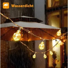 salcar Lichterkette LED 10M Hanfseil 20 Glühbirnen Solar wetterfest Warmweiß