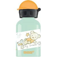 Sigg - Alu Trinkflasche Kinder - KBT Bear Friend - Auslaufsicher & Bruchsicher - Federleicht - BPA-frei - Klimaneutral Zertifiziert - Sport & Schule - Weissgrün & Gelb mit Teddybären - 0,3L