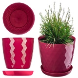 Kadax Blumentopf, Ein Topf für Blumen und Pflanzen mit Untersetzer, Pflanzkübel, 20 cm, Rosa