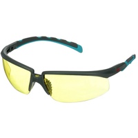 3M Solus 2000 Schutzbrille, grau/türkisfarbene Bügel, Scotchgard Anti-Beschlag Beschichtung (K&N), gelbe Scheibe, winkelverstellbar, S2003SGAF-BGR-EU