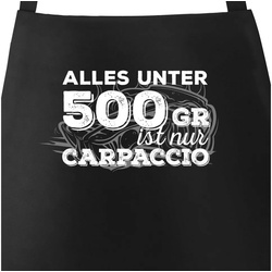 MoonWorks Grillschürze Grillschürze für Männer mit Spruch alles unter 500g ist nur Carpaccio Schürze Kochschürze Herren Moonworks®, mit kreativem Aufdruck schwarz