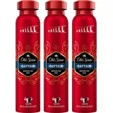 Old Spice 3x Old Spice Captain Deodorant Bodyspray für Männer je 250ml 48h Frische langanhaltender Duft
